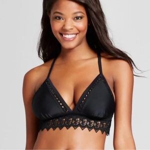 Xhilaration Black Lace Trim bikini Top